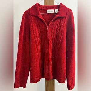 Alfred Dunner Red Cable‎ Knit Sweater